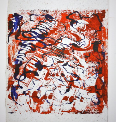 Отпечатки и Гравюры под названием "Orange, Red and Blue" - Tina Lane, Подлинное произведение искусства, Монотип