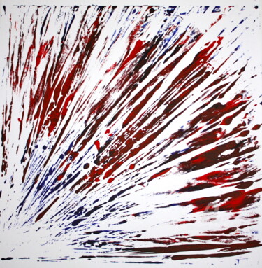 Estampas & grabados titulada "Red and Blue Shatte…" por Tina Lane, Obra de arte original, Monotipia