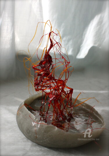 Sculpture titled "Red Head" by Tina Lane, Original Artwork, Mixed Media