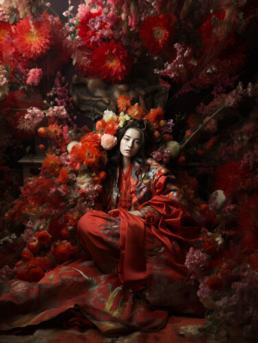 Цифровое искусство под названием "Girl in Kimono Seri…" - Tina Liao, Подлинное произведение искусства, Изображение, сгенерир…