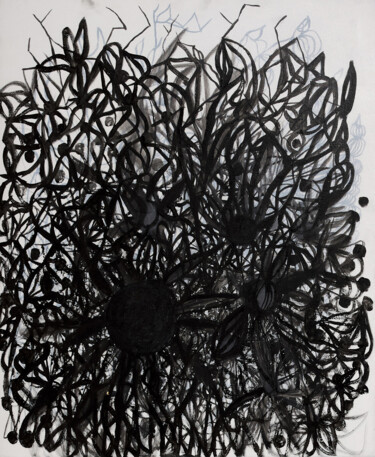 Peinture intitulée "Horror Vacui II, Bl…" par Tina Mc Callan (Marie Julou), Œuvre d'art originale, Huile Monté sur Châssis e…