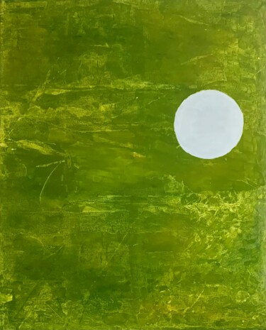 Pittura intitolato "Green textured oil…" da Tina Shenk, Opera d'arte originale, Olio