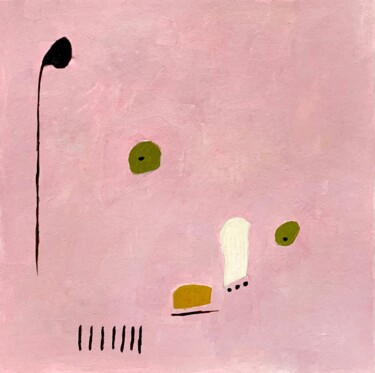 Painting titled "Square pink oil pai…" by Tina Shenk, Original Artwork, Oil Mounted on Wood Stretcher frame