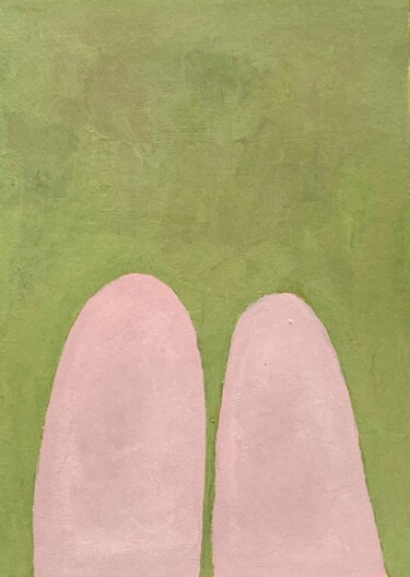 Картина под названием "Green and pink oil…" - Tina Shenk, Подлинное произведение искусства, Масло