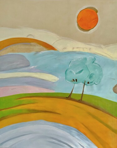 Painting titled "Landscape paitning…" by Tina Shenk, Original Artwork, Oil Mounted on Wood Stretcher frame