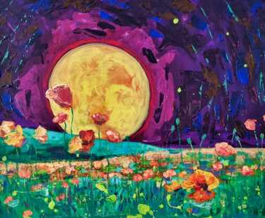 Картина под названием "Moonlight Sonata" - Tina Shustova, Подлинное произведение искусства, Акрил Установлен на Деревянная р…