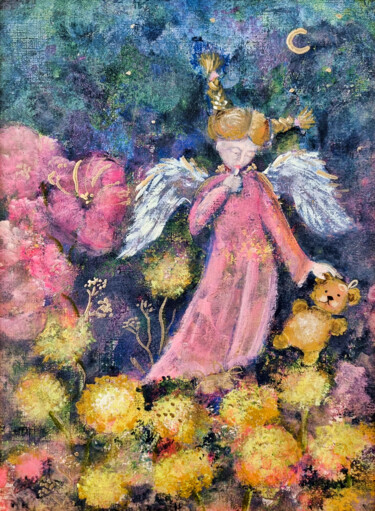 Painting titled "Angel Girl" by Tina Shustova, Original Artwork, Acrylic