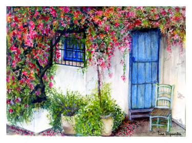 Peinture intitulée "Maison Andalouse.jpg" par Tina Verpoorten, Œuvre d'art originale, Aquarelle