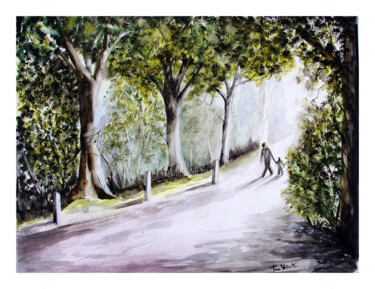 Peinture intitulée "Promenade.jpg" par Tina Verpoorten, Œuvre d'art originale, Aquarelle