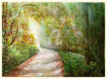 Peinture intitulée "Le chemin.jpg" par Tina Verpoorten, Œuvre d'art originale, Aquarelle