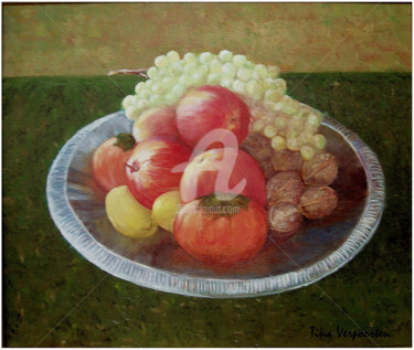 Peinture intitulée "Plateau de fruits.j…" par Tina Verpoorten, Œuvre d'art originale, Huile