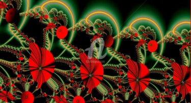 Arts numériques intitulée "clematites rouges.j…" par Tina Verpoorten, Œuvre d'art originale, Travail numérique 2D