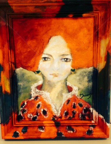 Картина под названием "La Dame Rousse" - Tina M. De Montorge, Подлинное произведение искусства, Масло