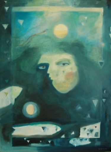 Painting titled "Night Flight" by Tina Bluefield, Original Artwork, Oil