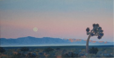 Painting titled "FULL MOON, MOJAVE" by Tina Bluefield, Original Artwork, Oil