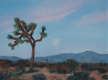 Painting titled "MOONSET WITH JOSHUA" by Tina Bluefield, Original Artwork, Oil