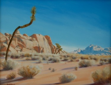 Malerei mit dem Titel "WINTER, JOSHUA TREE…" von Tina Bluefield, Original-Kunstwerk, Öl