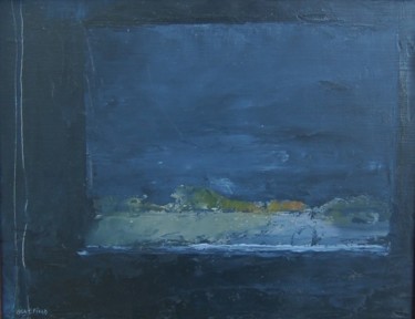 Painting titled "NIGHT WINDOW" by Tina Bluefield, Original Artwork