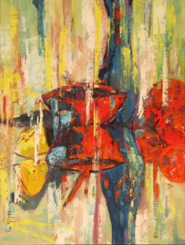 Painting titled "BODEGON CON BOTELLA" by Tina Gonzalez Marquez, Original Artwork, Oil