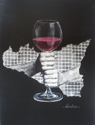 Pittura intitolato "rosso siciliano" da Tina Loiodice, Opera d'arte originale, Olio