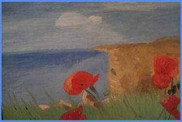 Картина под названием "Цветы и море" - Tina Shmidt, Подлинное произведение искусства