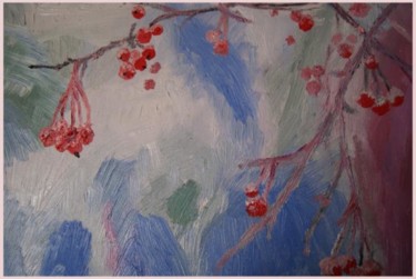 Картина под названием "Зимняя рябина" - Tina Shmidt, Подлинное произведение искусства, Масло