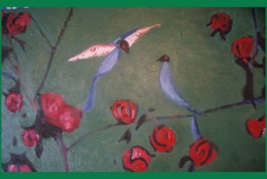 Картина под названием "Синие птицы" - Tina Shmidt, Подлинное произведение искусства, Масло