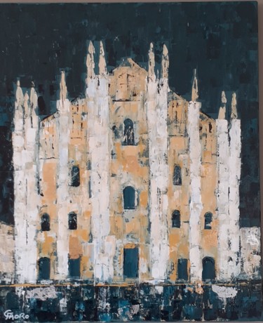 Картина под названием "Cathédrale de milan…" - Christine Faoro, Подлинное произведение искусства, Акрил