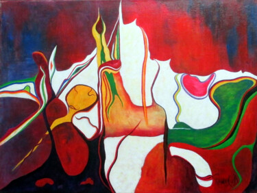 Painting titled "Hof van Eden" by Tineke Kleij-Van Den Boomen, Original Artwork