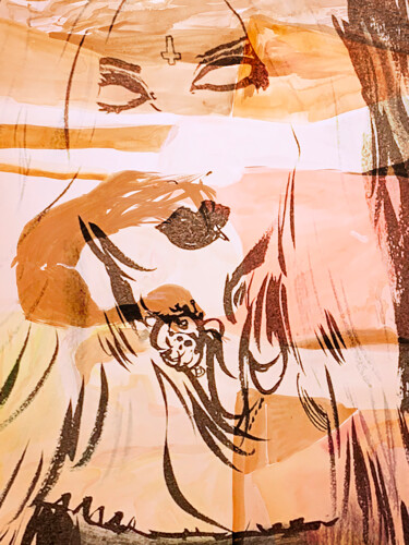 Arts numériques intitulée "Gothique orange flag" par Tinge, Œuvre d'art originale, Aquarelle