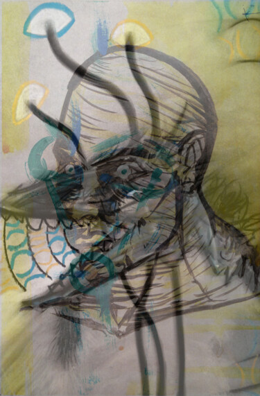 Рисунок под названием "The Man, the wolf,…" - Tinge, Подлинное произведение искусства, Пастель