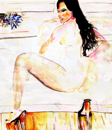 Malerei mit dem Titel "Miami Problems" von Tinge, Original-Kunstwerk, Aquarell