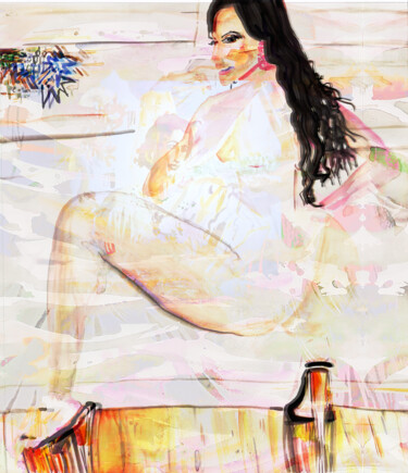 Картина под названием "Summer House Heat" - Tinge, Подлинное произведение искусства, Акварель