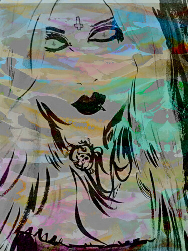 Digitale Kunst getiteld "Gothique Mermaid" door Tinge, Origineel Kunstwerk, 2D Digital Work