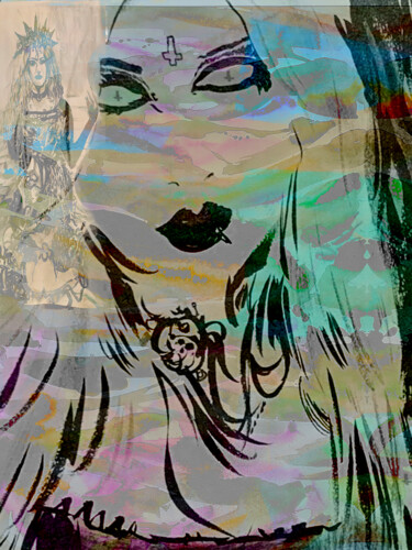 Dibujo titulada "Gothique Mermaiden…" por Tinge, Obra de arte original, Tinta