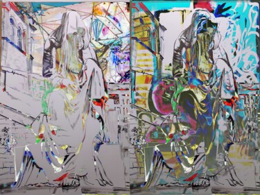 Drawing titled "New Virgin Diptych" by Tinge, Original Artwork, Digital Collage