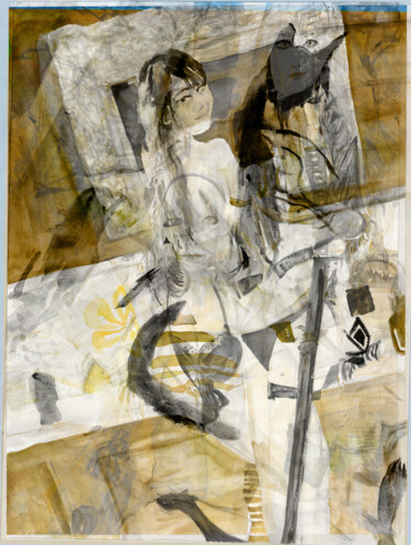 Pintura titulada "Yellow Cosplay" por Tinge, Obra de arte original, Acuarela
