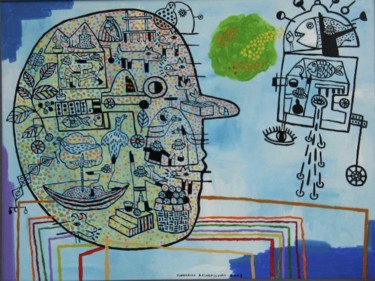 Painting titled "Visual Brain" by Tinnakorn, Original Artwork