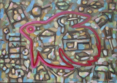 Painting titled "The House: The Fish" by Tinnakorn, Original Artwork