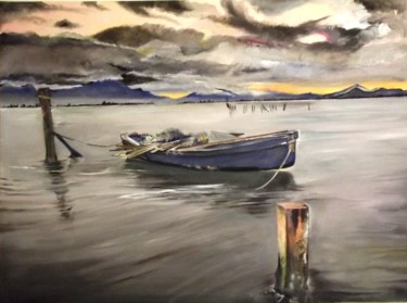 Painting titled "Sant' Antioco Lagoon" by Tino Cavagnoli, Original Artwork, Acrylic