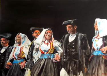 Pittura intitolato "Sardinian Dance" da Tino Cavagnoli, Opera d'arte originale, Acrilico