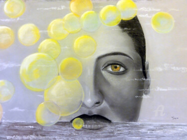 Peinture intitulée "L'oeil de la mer" par Tino Cintas, Œuvre d'art originale, Pastel
