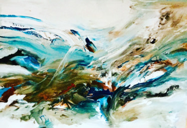 Schilderij getiteld "Water flows 3" door Tiny De Bruin, Origineel Kunstwerk, Acryl