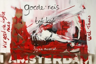 Painting titled "I amsterdam" by Tiny De Bruin, Original Artwork, Acrylic Mounted on Wood Stretcher frame