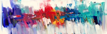 Pintura titulada "Colorful town, no p…" por Tiny De Bruin, Obra de arte original, Acrílico Montado en Bastidor de camilla de…