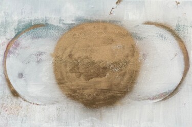 Painting titled "Golden enso" by Tiny De Bruin, Original Artwork, Acrylic Mounted on Wood Panel