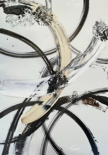 Картина под названием "Abstract in differe…" - Tiny De Bruin, Подлинное произведение искусства, Акрил Установлен на Деревянн…