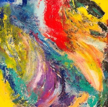 제목이 "colorful relief"인 미술작품 Tiny De Bruin로, 원작, 아크릴 나무 들것 프레임에 장착됨