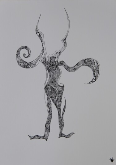 Desenho intitulada "Minotaure" por Tiphaine Marie, Obras de arte originais, Caneta de gel