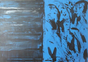 Painting titled "le bleu et le noir" by Tiphaine Marie, Original Artwork, Acrylic Mounted on Wood Stretcher frame